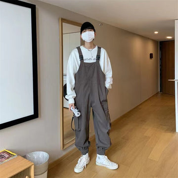Aidase  2022 Japanese Retro Suspenders Loose Work Cargo Casual Pants Streetwear Loose Overalls Fashion Trousers Romper Jumpsuit S-2XL aidase-shop